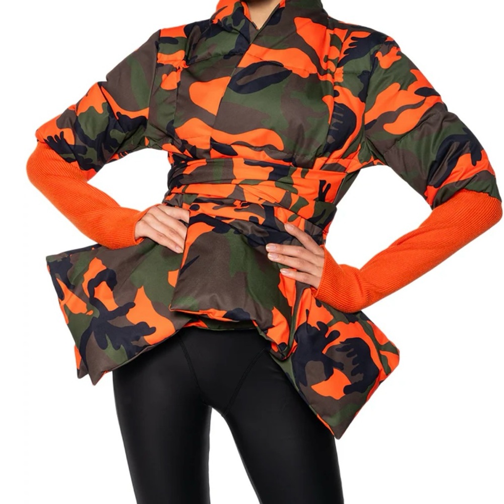 Camouflage Orange Puffer Jacket